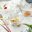 Traditional Japanese Style Hammer Pattern Petal Glass Bowl Set