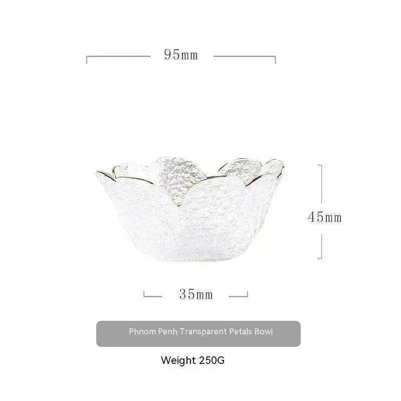 Traditional Japanese Style Hammer Pattern Petal Glass Bowl Set