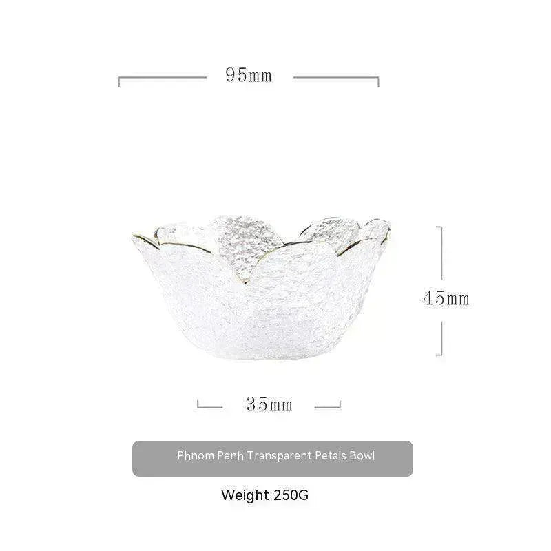 Traditional Japanese Style Hammer Pattern Petal Glass Bowl Set