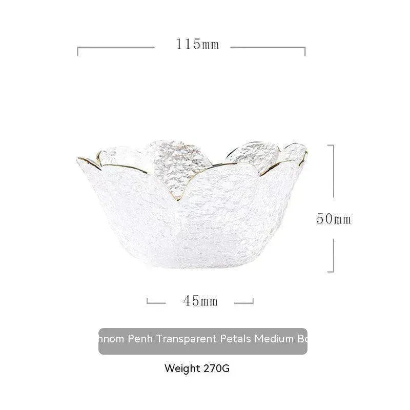 Traditional Japanese Style Hammer Pattern Petal Glass Bowl Set