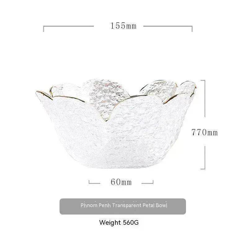 Traditional Japanese Style Hammer Pattern Petal Glass Bowl Set