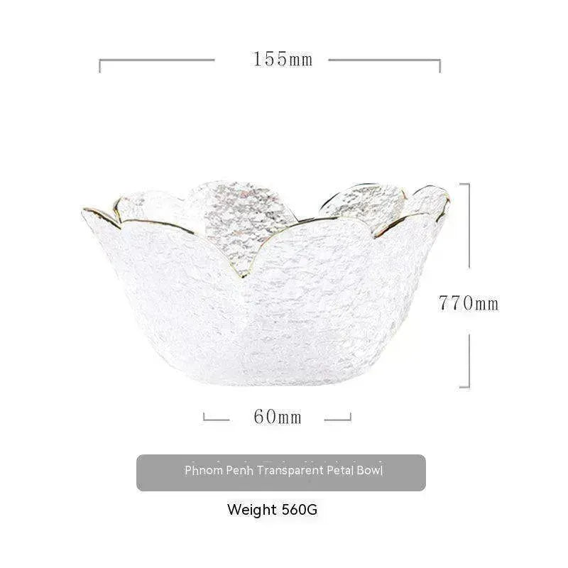 Traditional Japanese Style Hammer Pattern Petal Glass Bowl Set