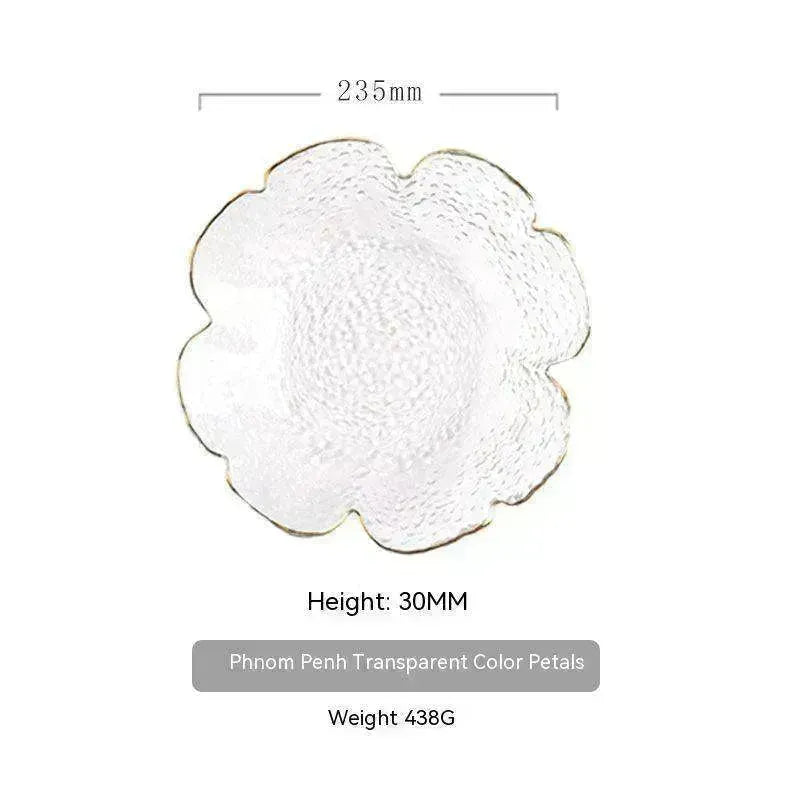 Traditional Japanese Style Hammer Pattern Petal Glass Bowl Set
