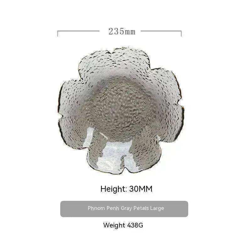 Traditional Japanese Style Hammer Pattern Petal Glass Bowl Set