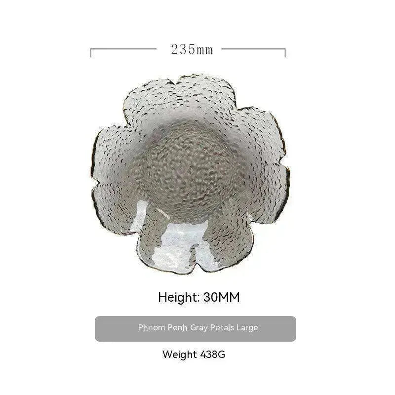 Traditional Japanese Style Hammer Pattern Petal Glass Bowl Set