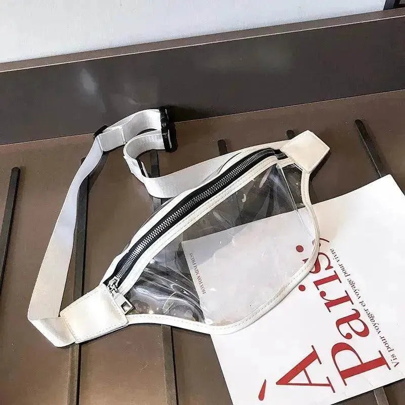 Transparent PVC Zipper Female Ladie Girls Waist Banana Bags Waistband Woman