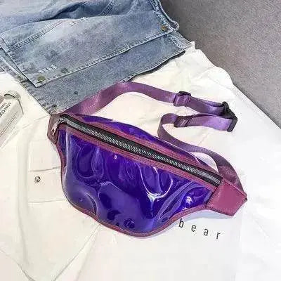 Transparent PVC Zipper Female Ladie Girls Waist Banana Bags Waistband Woman