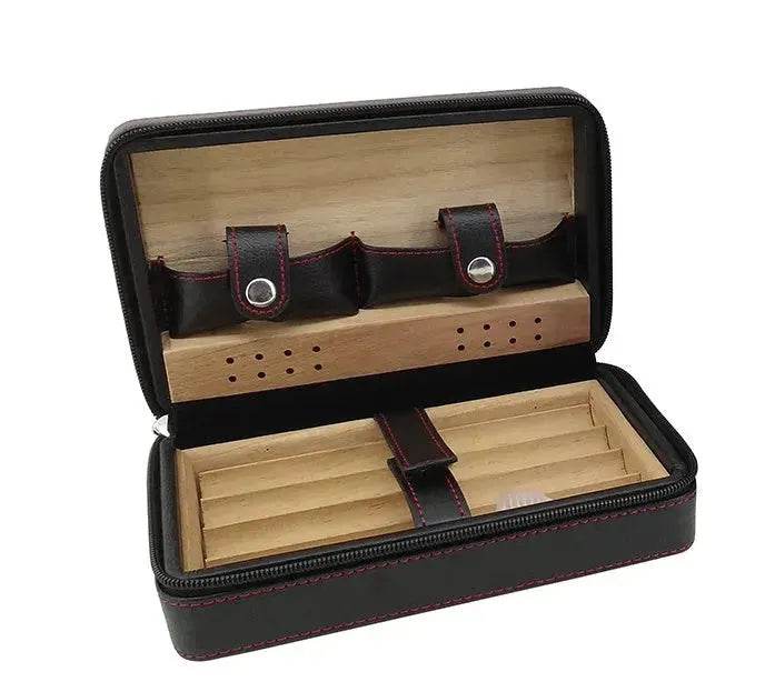 Travel Cigar Humidor - Best Portable Leather Travel Cigar Humidifier Box