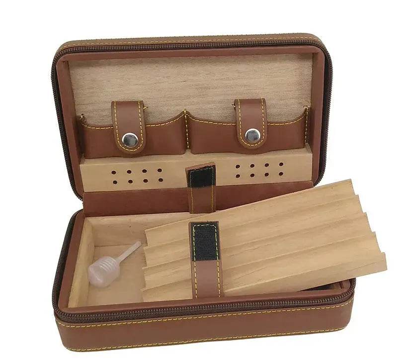 Travel Cigar Humidor - Best Portable Leather Travel Cigar Humidifier Box