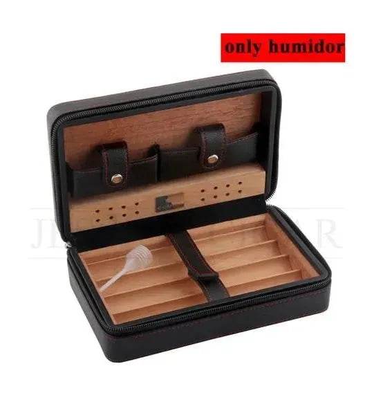 Travel Cigar Humidor - Best Portable Leather Travel Cigar Humidifier Box