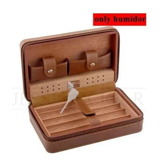 Travel Cigar Humidor - Best Portable Leather Travel Cigar Humidifier Box
