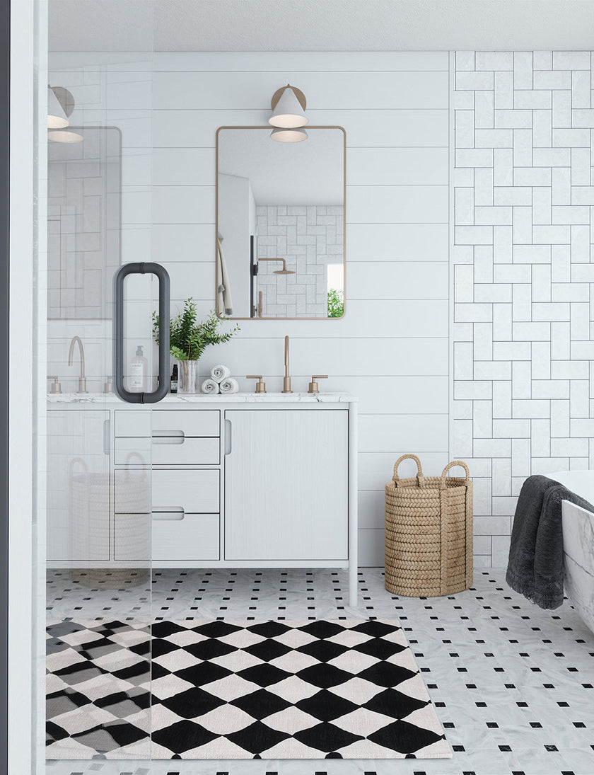Trestres Checkered Black & Ivory Rug