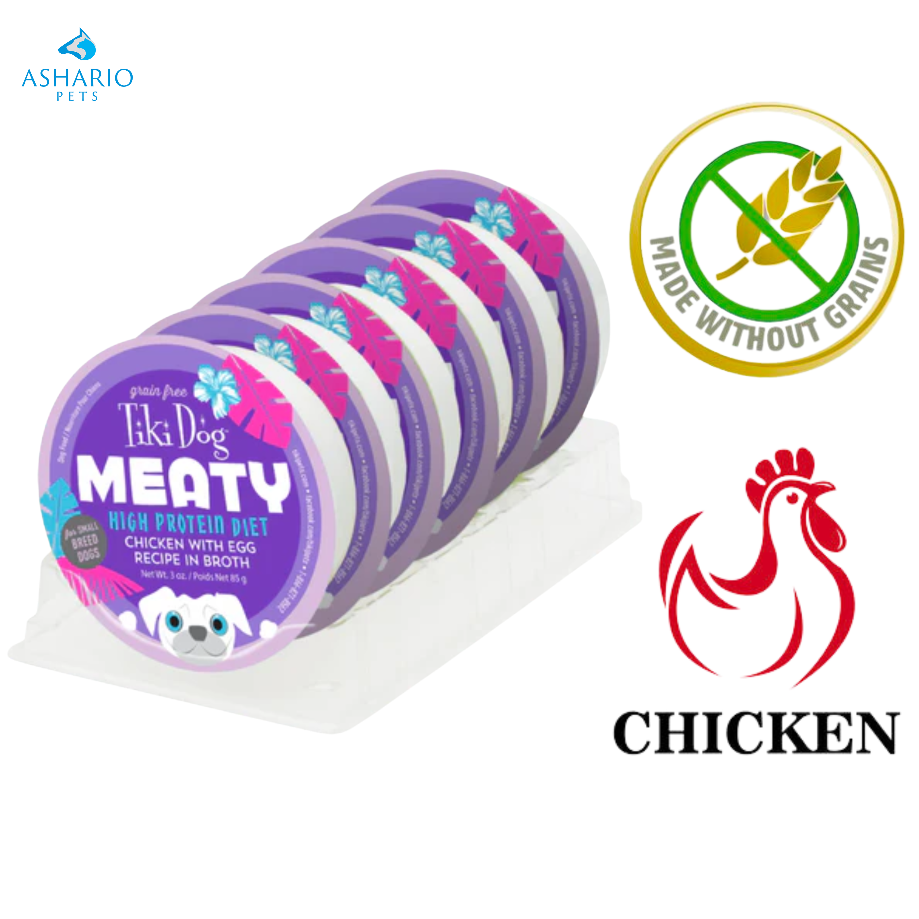 Tiki Dog - Grain Free Meaty Chicken & Egg In Broth Wet Dog Food
