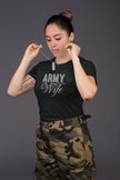 Army Wife Rhinestone Shirt – Military Spouse Sparkle Bling Apparel | Blingdazzel