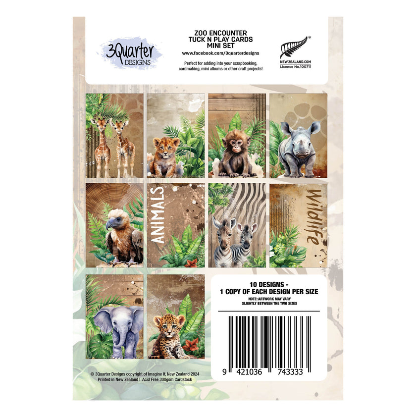 3Quarter Designs Zoo Encounter Tuck N Play Cards Mini Set