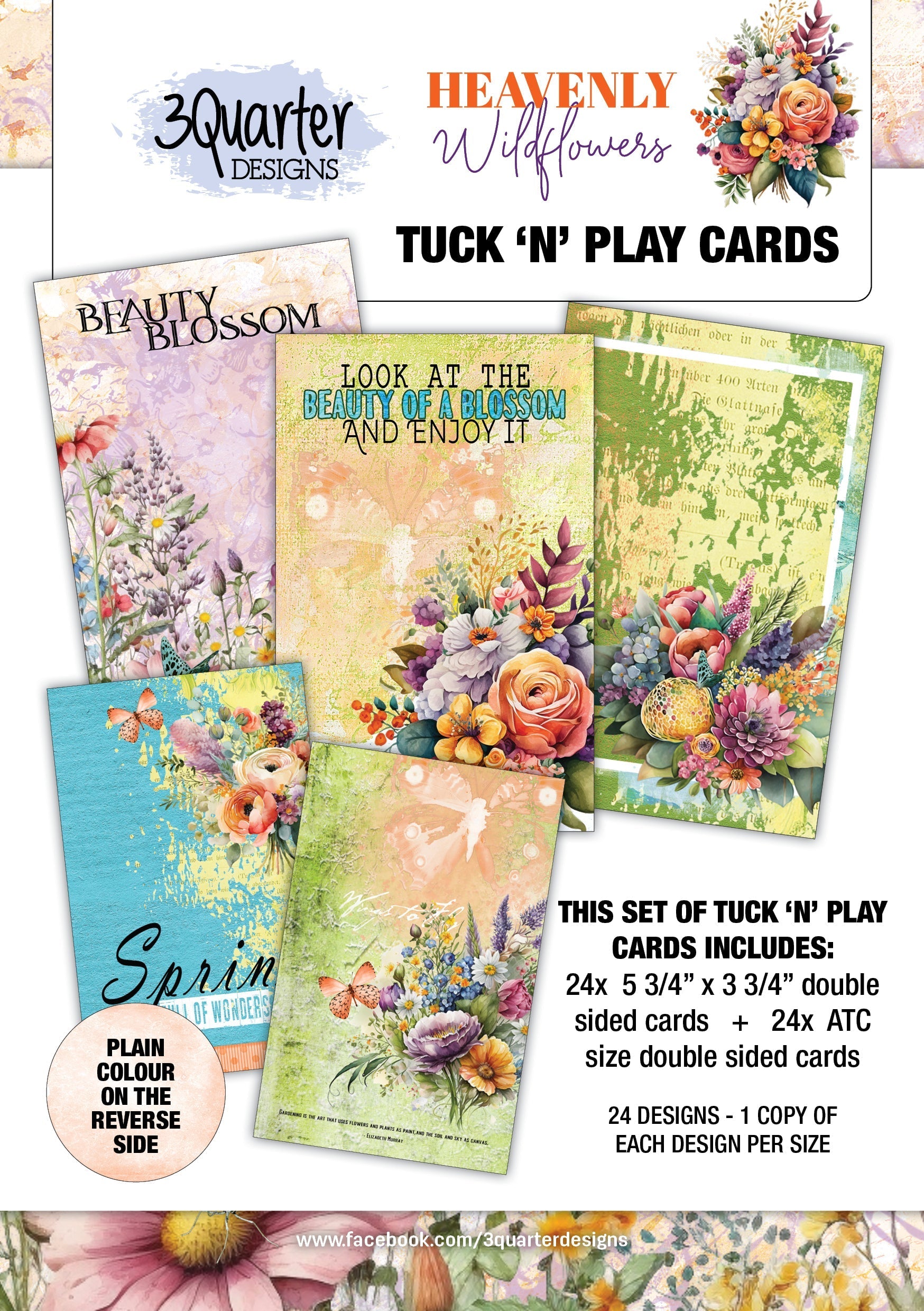 3Quarter Designs Heavenly Wildflowers - Tuck N Play Cards