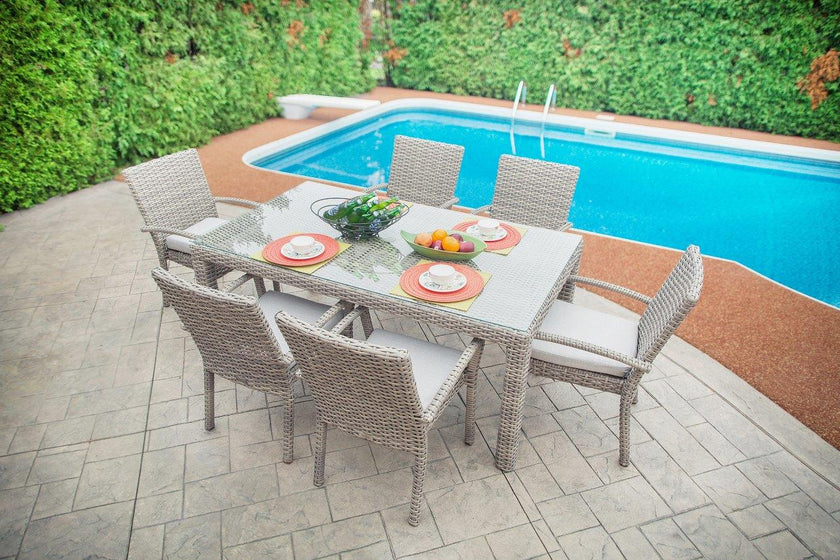 Tulip 7-Piece Dining Set with Sunbrella® Cushions