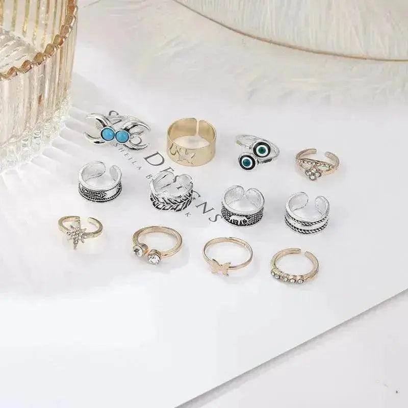 Turquoise Two-tone 12 Pieces Suit Toe Ring