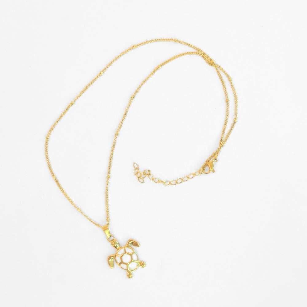 Golden Bohemian White Turtle | Necklace