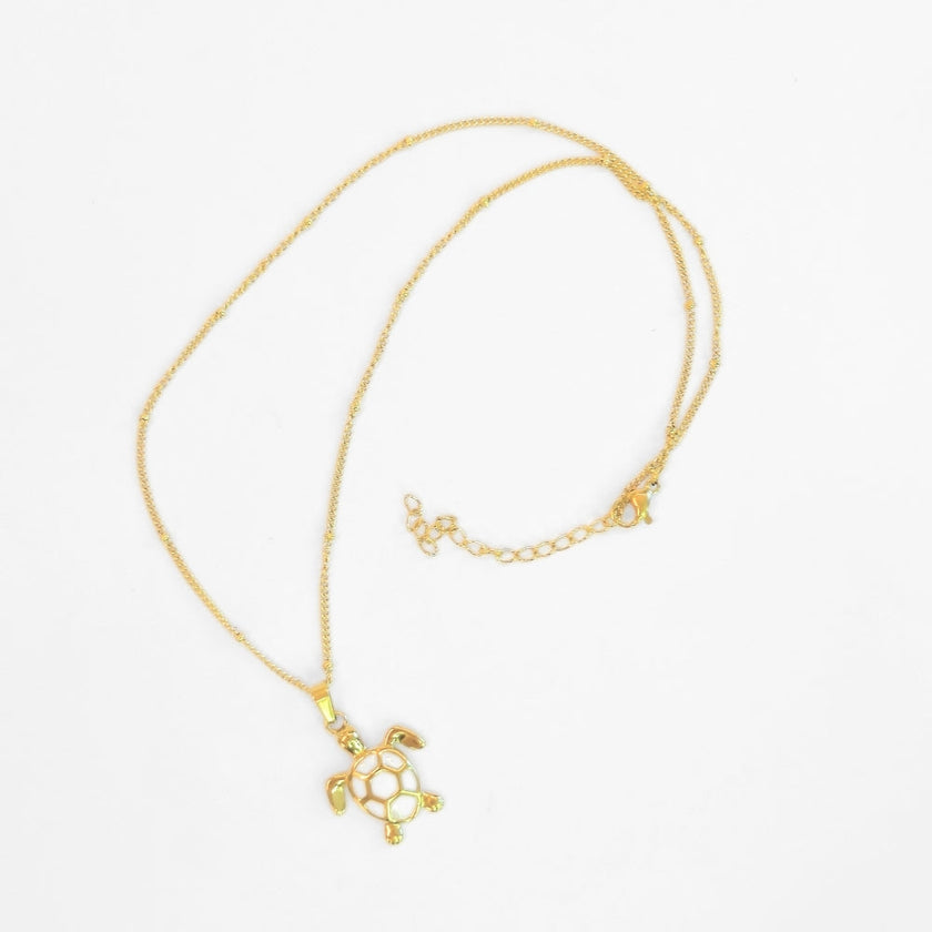 Golden Bohemian White Turtle | Necklace