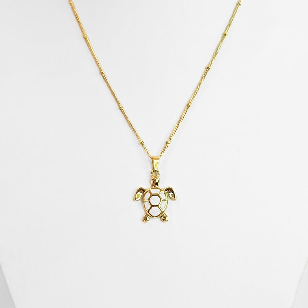 Golden Bohemian White Turtle | Necklace