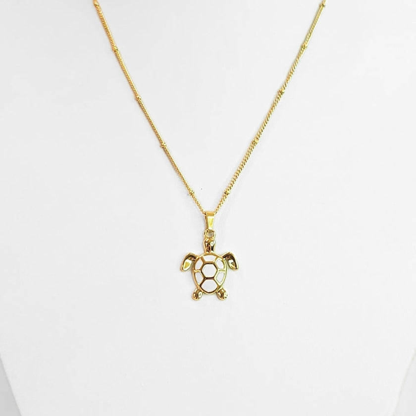 Golden Bohemian White Turtle | Necklace