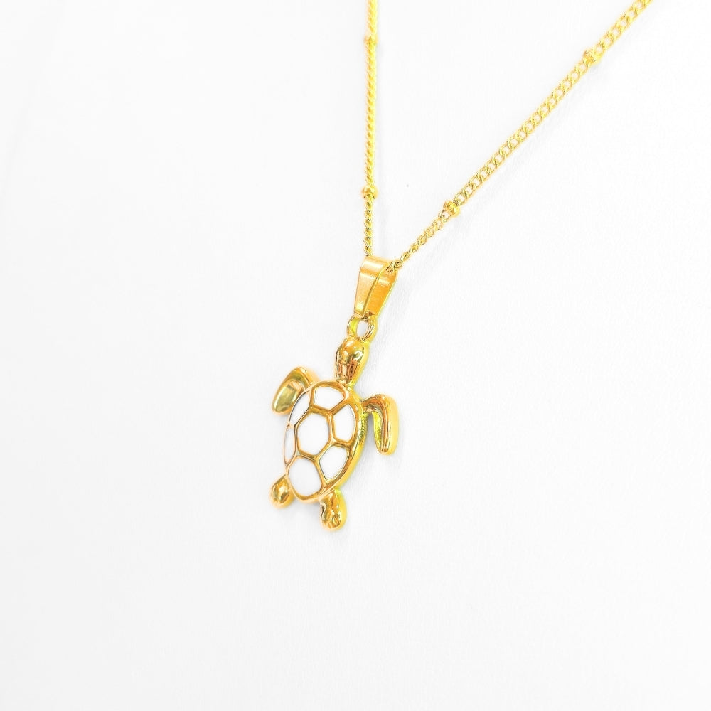Golden Bohemian White Turtle | Necklace