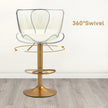 Maxi Counter Height Bar Stools Set of 2-Adjustable Height and Swivel Seat-White/Gold
