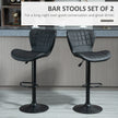 Avion Counter/Barstools with Adjustable Height and Swivel-Set of 2-Black