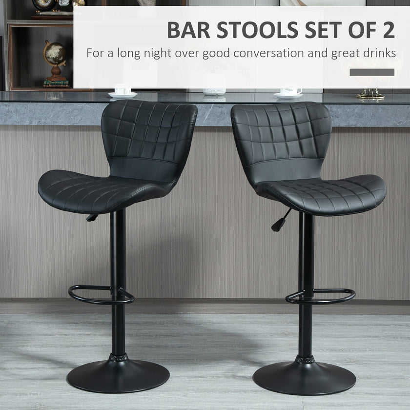 Avion Counter/Barstools with Adjustable Height and Swivel-Set of 2-Black