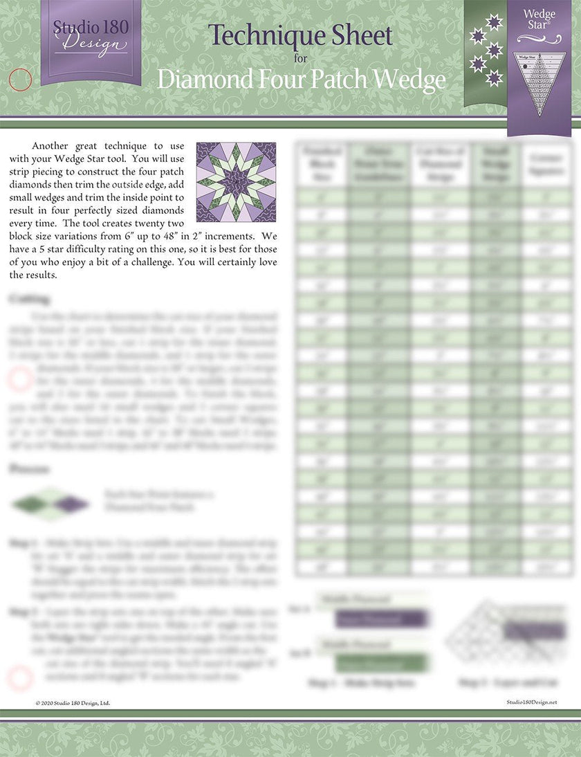 Studio 180 Design Diamond Four Patch Wedge Technique Sheet