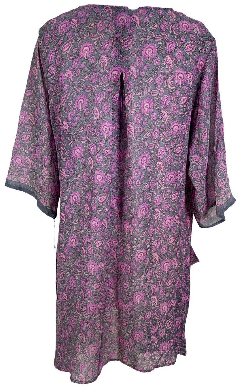PRG6037 Sheer Avatar Pure Silk Self Pocket Tunic Dress