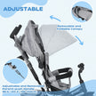 Qaba Convertible 4-in-1 Toddler Tricycle with Parent Handle for Kids 1-5 Years Outdoor Play Grey