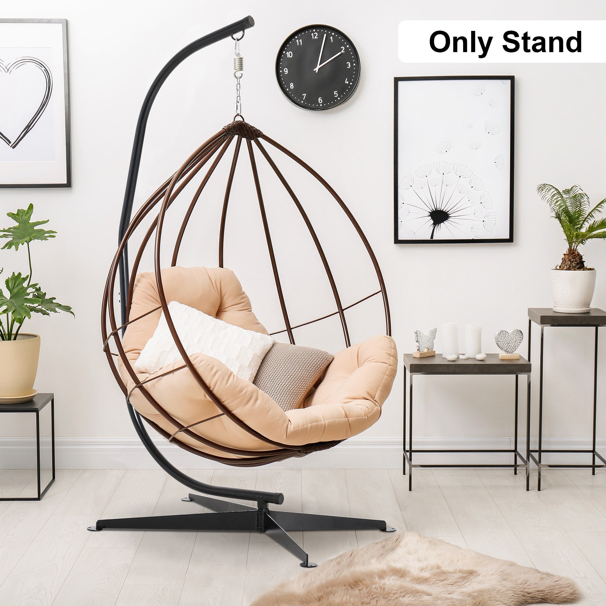 Outsunny Hanging Hammock Chair Stand C Stand Steel for Indoor Outdoor Air Porch Swing Chair
