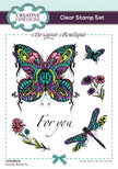 Creative Expressions Designer Boutique Doodle Butterfly 6 in x 4 in Clear Stamp Set