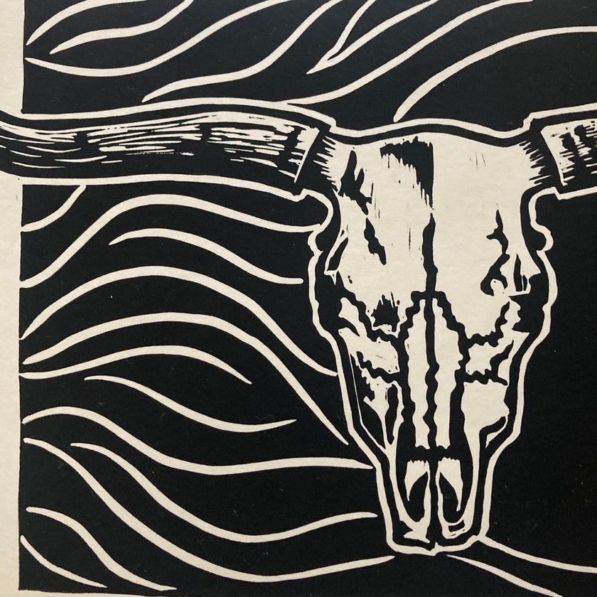 'Cattle Skull' lino print