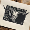 'Cattle Skull' lino print