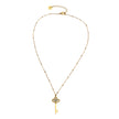 Collier UNLOK en or perlé avec pendentif clé orné de zircons.