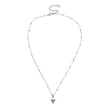 URIKA Beaded Chain Necklace with  Zirconia Pavé Triangle Pendant in Silver