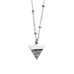 URIKA Beaded Chain Necklace with  Zirconia Pavé Triangle Pendant in Silver