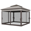 Outsunny 11'x11' Pop Up Canopy 2-Tier Soft Top Event Tent Netting Carry Bag Patio Backyard Garden Grey