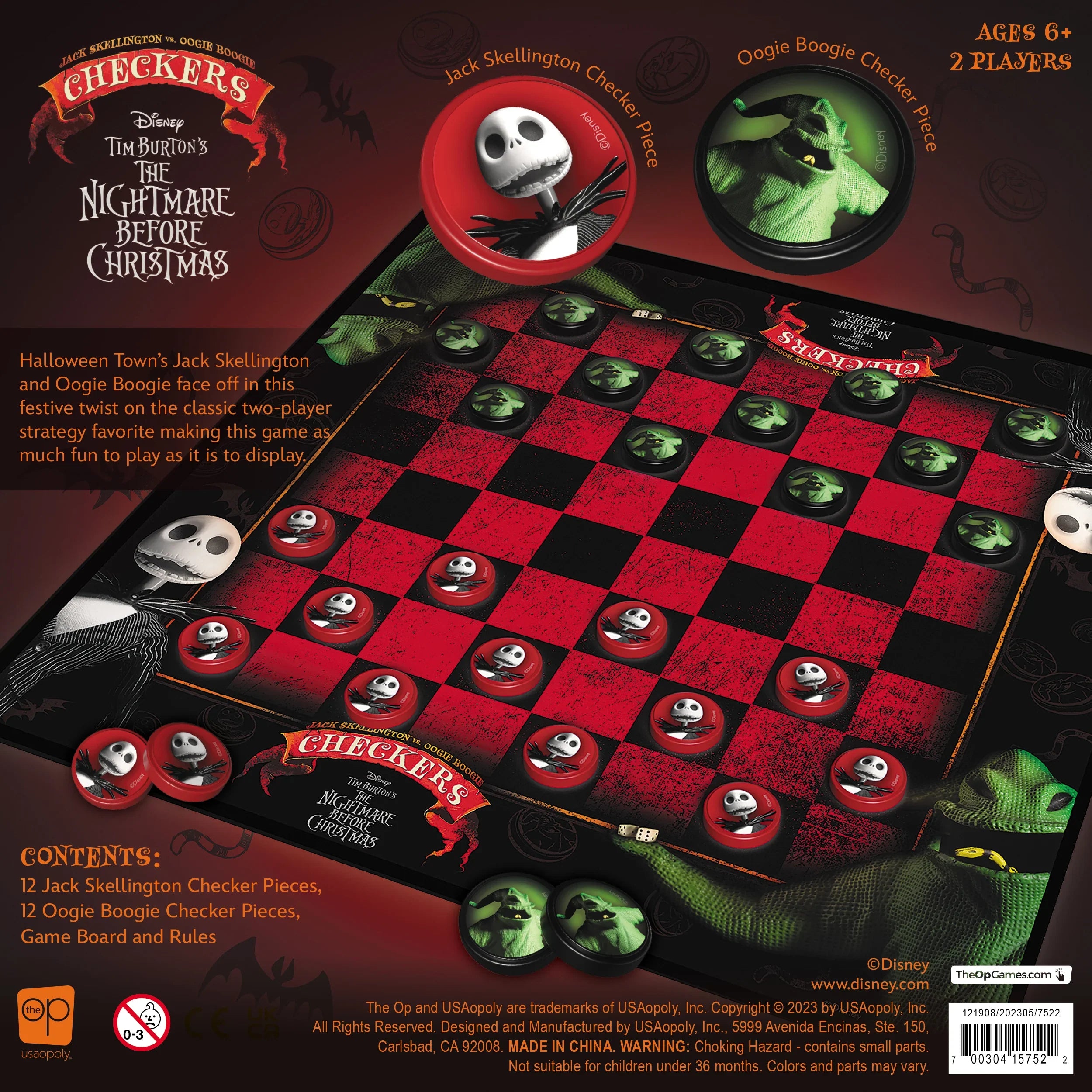 USAopoly - Checkers & Tic Tac Toe - Disney - Nightmare Before Christmas