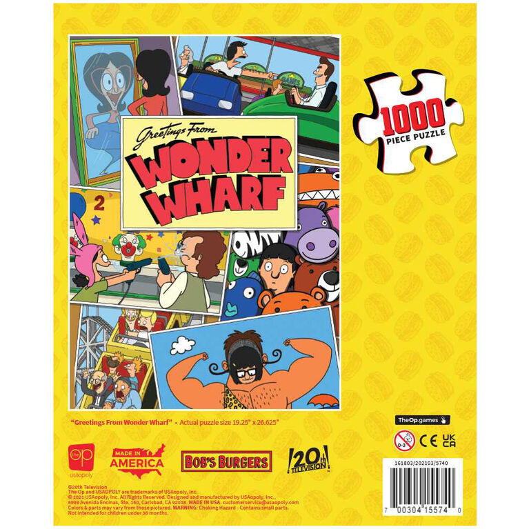 USAopoly - Puzzle - Bob's Burgers Greetings From Wonder Wharf (1000-Piece Puzzle)