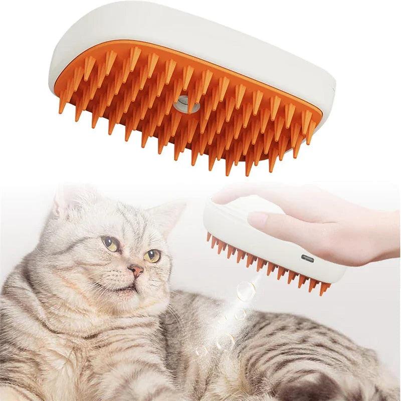 USB Rechargeable Pet Steam Grooming Brush for Cats & Dogs – Spray Massage Comb