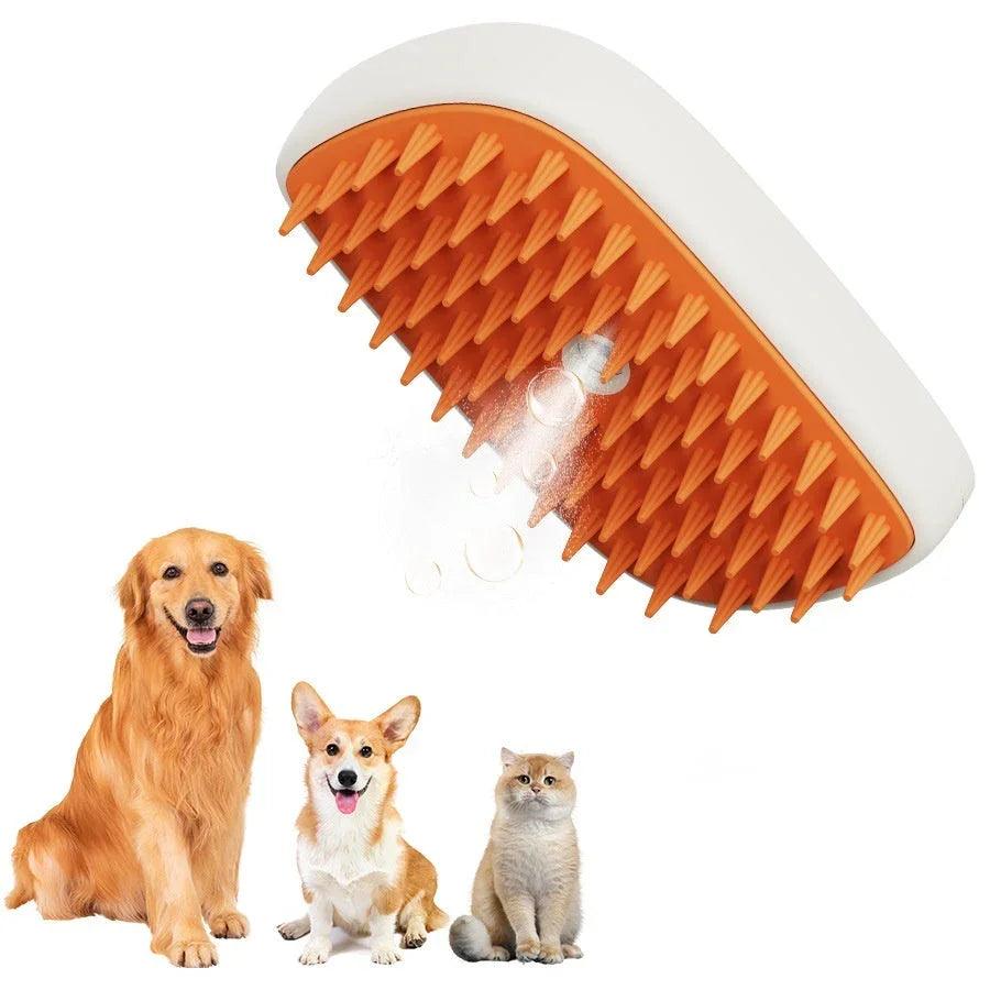USB Rechargeable Pet Steam Grooming Brush for Cats & Dogs – Spray Massage Comb