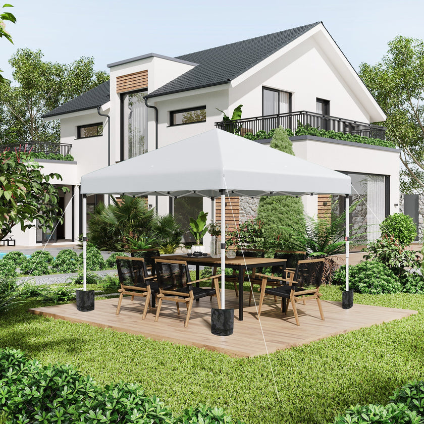Outsunny 10' x 10' Pop Up Canopy with Sidewalls, Roller Bag, Height Adjustable Instant Tent for Outdoor Garden Patio, Light Grey