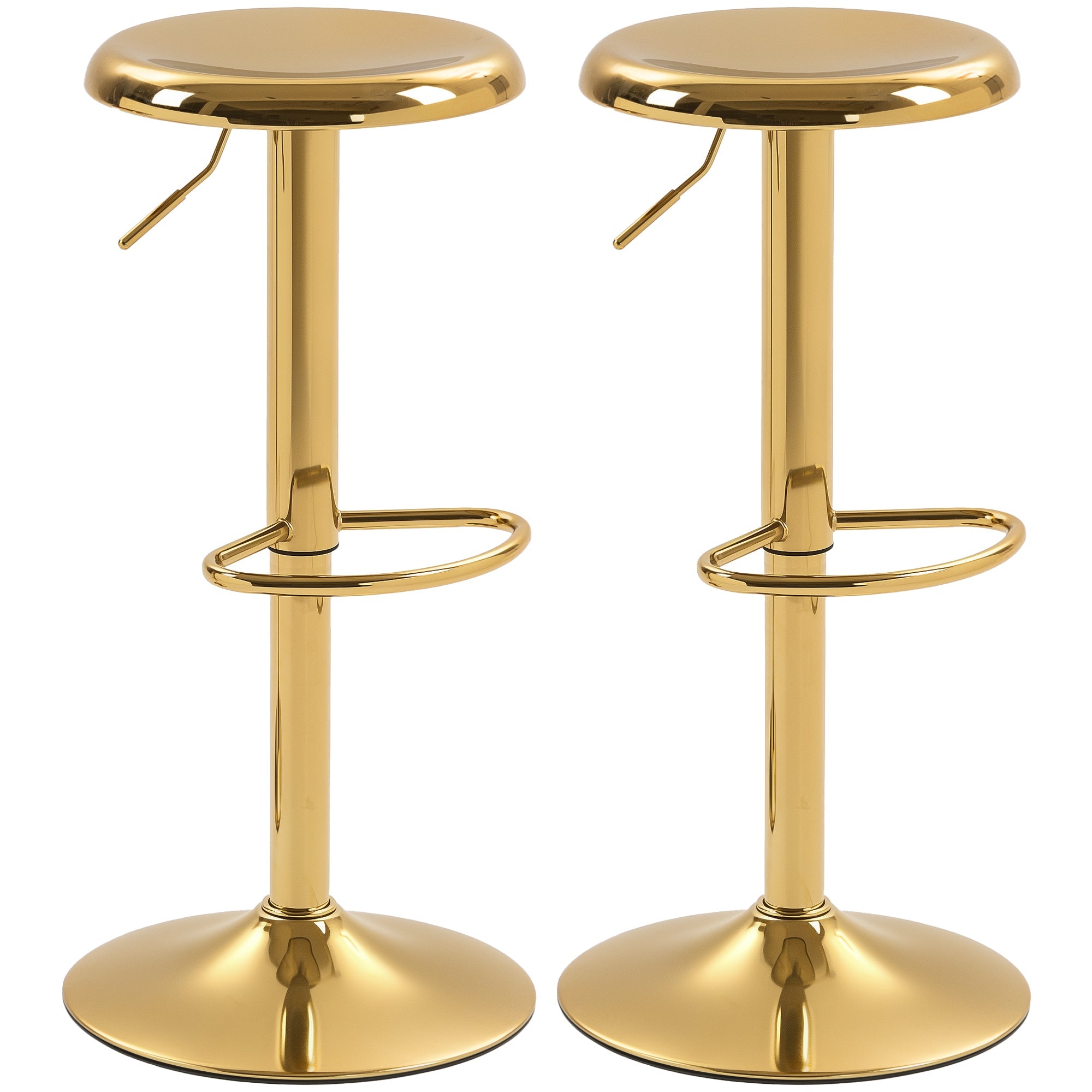 Canmore Modern Adjustable Counter/Bar Stools with Swivel-Set of 2-Gold