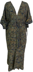 PRC6833 Avatar Long Pure Silk Kimono Sleeved Duster with Belt