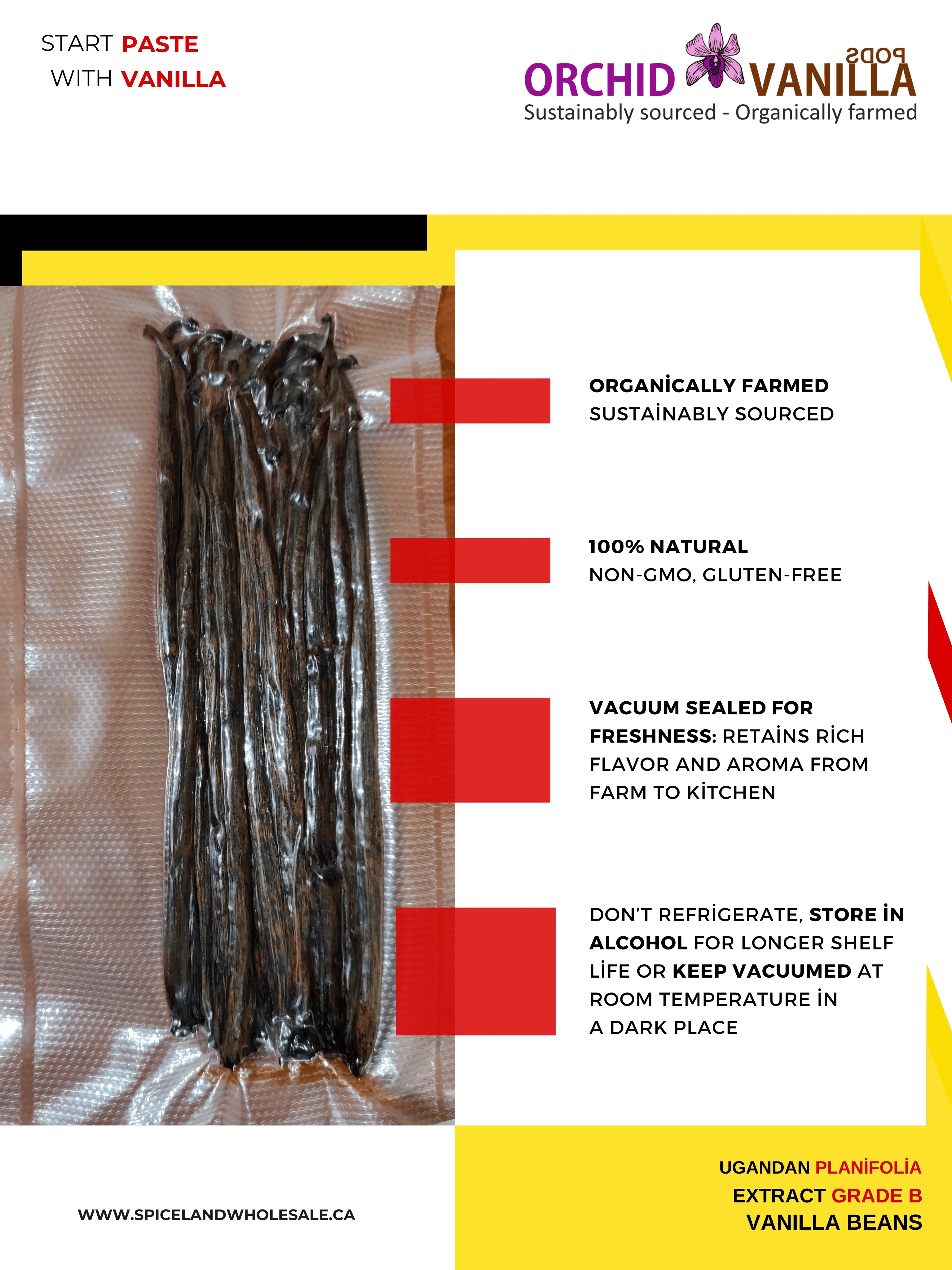 Ugandan Extract Vanilla Beans Grade-B <br>For Extract Making<BR>By Pound