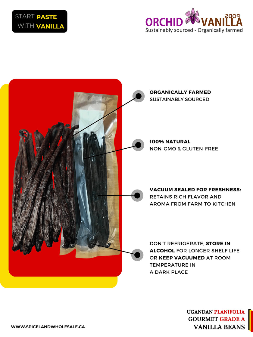 Ugandan Vanilla Beans Grade-A Gourmet <br>For Extract And Baking<BR>By Count